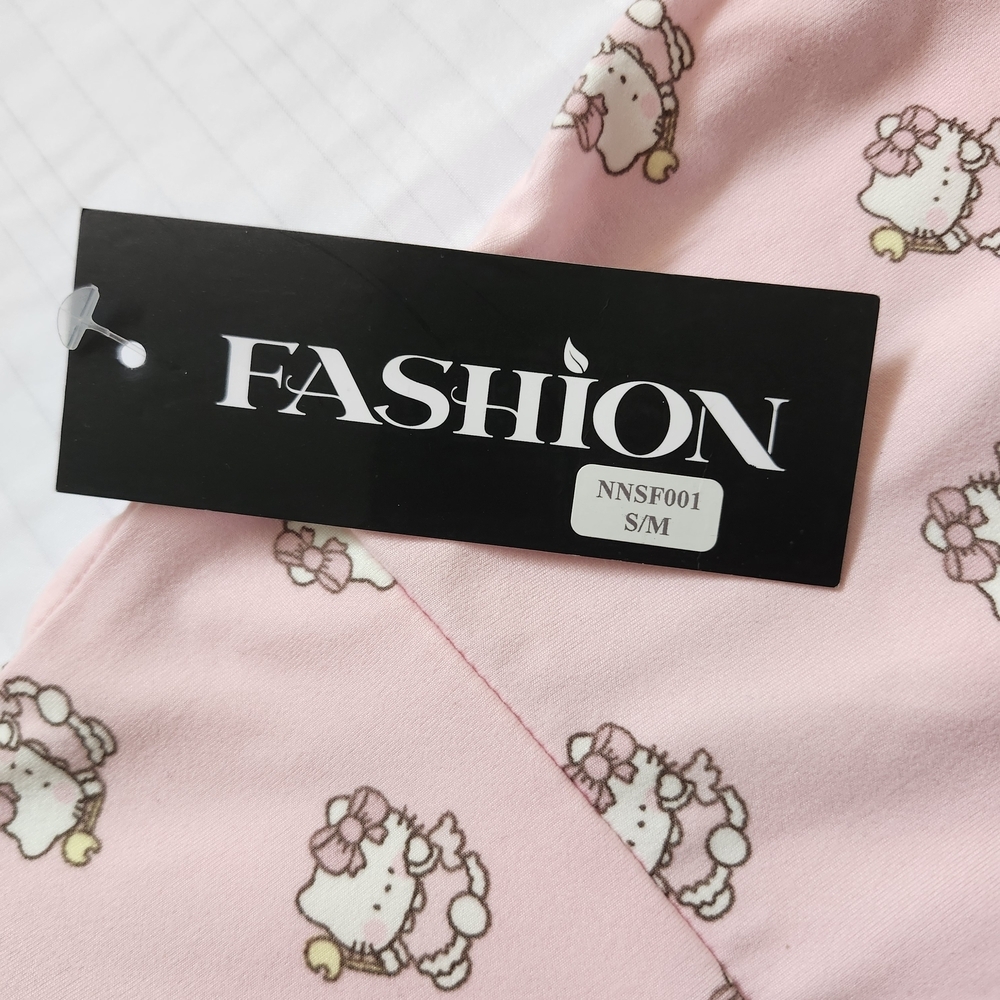 NWT Pink Flared Legging /Pajama Pants with Cute Hello Kitty Inspired Print - Picture 3 of 4